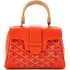 Pre-owned Goyard  Goyard Saigon Top Handle Bag Coated Canvas With Leather Mini In Orange