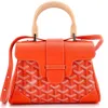 Pre-owned Goyard  Goyard Saigon Top Handle Bag Coated Canvas With Leather Mini In Orange
