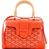 Pre-owned Goyard  Goyard Saigon Top Handle Bag Coated Canvas With Leather Mini In Orange