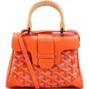 Pre-owned Goyard  Goyard Saigon Top Handle Bag Coated Canvas With Leather Mini In Orange