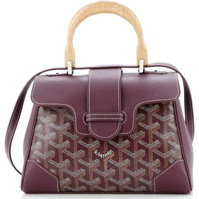 Pre-owned Goyard  Goyard Saigon Top Handle Bag Coated Canvas With Leather Mini In Red