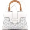 Pre-owned Goyard  Goyard Saigon Top Handle Bag Coated Canvas With Leather Mini In White