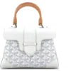 Pre-owned Goyard  Goyard Saigon Top Handle Bag Coated Canvas With Leather Mini In White