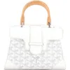 Pre-owned Goyard  Goyard Saigon Top Handle Bag Coated Canvas With Leather Mini In White
