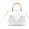 Pre-owned Goyard  Goyard Saigon Top Handle Bag Coated Canvas With Leather Mini In White