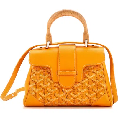 Pre-owned Goyard  Goyard Saigon Top Handle Bag Coated Canvas With Leather Mini In Yellow