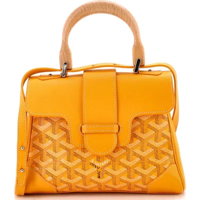 Pre-owned Goyard  Goyard Saigon Top Handle Bag Coated Canvas With Leather Mini In Yellow