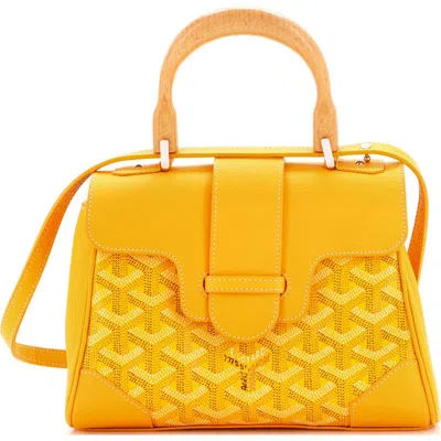 Pre-owned Goyard  Goyard Saigon Top Handle Bag Coated Canvas With Leather Mini In Yellow