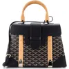 Pre-owned Goyard  Goyard Saigon Top Handle Bag Coated Canvas With Leather Pm In Black