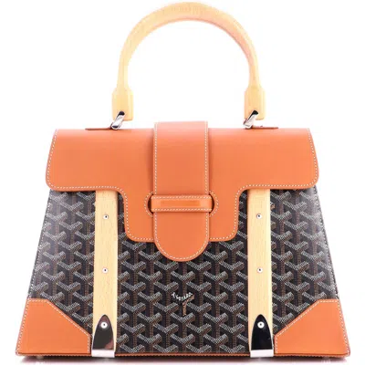 Pre-owned Goyard  Goyard Saigon Top Handle Bag Coated Canvas With Leather Mm In Multi