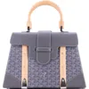 Pre-owned Goyard  Goyard Saigon Top Handle Bag Coated Canvas With Leather Mm In Gray