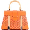 Pre-owned Goyard  Goyard Saigon Top Handle Bag Coated Canvas With Leather Mm In Orange