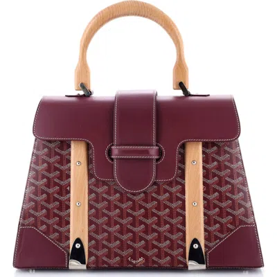 Pre-owned Goyard  Goyard Saigon Top Handle Bag Coated Canvas With Leather Mm In Red