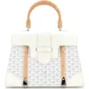 Pre-owned Goyard  Goyard Saigon Top Handle Bag Coated Canvas With Leather Mm In White