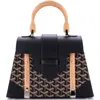 Pre-owned Goyard  Goyard Saigon Top Handle Bag Coated Canvas With Leather Pm In Black