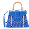 Pre-owned Goyard  Goyard Saigon Top Handle Bag Coated Canvas With Leather Pm In Blue