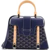 Pre-owned Goyard  Goyard Saigon Top Handle Bag Coated Canvas With Leather Pm In Blue