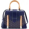 Pre-owned Goyard  Goyard Saigon Top Handle Bag Coated Canvas With Leather Pm In Blue