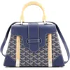 Pre-owned Goyard  Goyard Saigon Top Handle Bag Coated Canvas With Leather Pm In Blue
