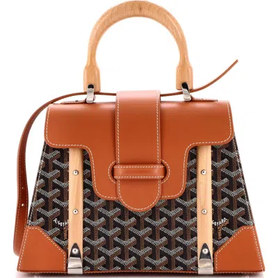 Pre-owned Goyard  Goyard Saigon Top Handle Bag Coated Canvas With Leather Pm In Multi