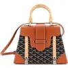 Pre-owned Goyard  Goyard Saigon Top Handle Bag Coated Canvas With Leather Pm In Brown