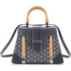 Pre-owned Goyard  Goyard Saigon Top Handle Bag Coated Canvas With Leather Pm In Gray
