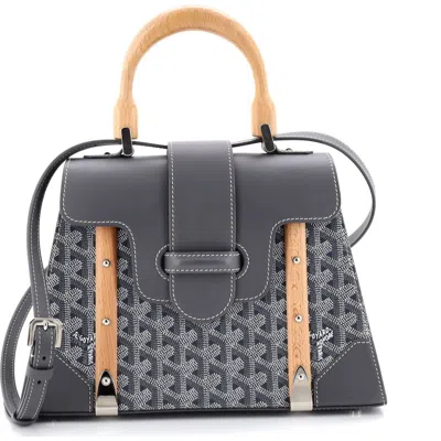 Pre-owned Goyard  Goyard Saigon Top Handle Bag Coated Canvas With Leather Pm In Metallic