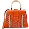 Pre-owned Goyard  Goyard Saigon Top Handle Bag Coated Canvas With Leather Pm In Orange