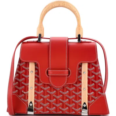 Pre-owned Goyard  Goyard Saigon Top Handle Bag Coated Canvas With Leather Pm In Red