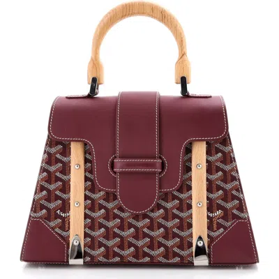 Pre-owned Goyard  Goyard Saigon Top Handle Bag Coated Canvas With Leather Pm In Red