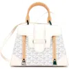 Pre-owned Goyard  Goyard Saigon Top Handle Bag Coated Canvas With Leather Pm In White