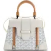 Pre-owned Goyard  Goyard Saigon Top Handle Bag Coated Canvas With Leather Pm In White