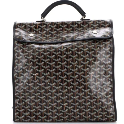 Pre-owned Goyard  Goyard Saint Leger Briefcase Backpack Coated Canvas In Black