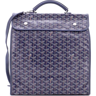 Pre-owned Goyard  Goyard Saint Leger Briefcase Backpack Coated Canvas In Blue