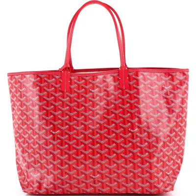 Pre-owned Goyard  Goyard Saint Louis Reversible Tote Coated Canvas And Printed Canvas Pm In Red