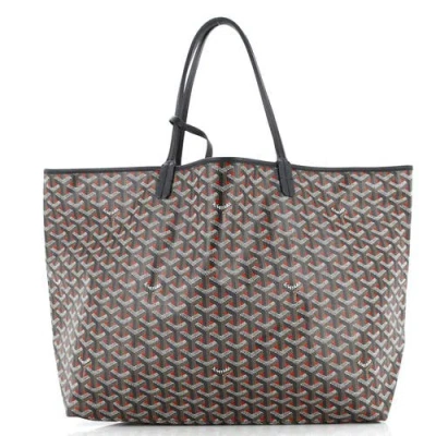 Pre-owned Goyard  Goyard Saint Louis Tote Claire Voie Coated Canvas Gm In Black