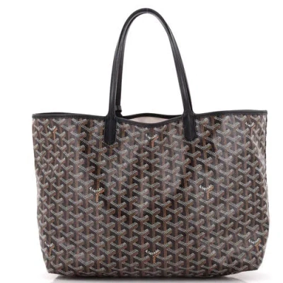 Pre-owned Goyard  Goyard Saint Louis Tote Claire Voie Coated Canvas Pm In Black