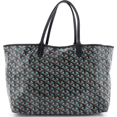 Pre-owned Goyard  Goyard Saint Louis Tote Claire Voie Coated Canvas Pm In Blue