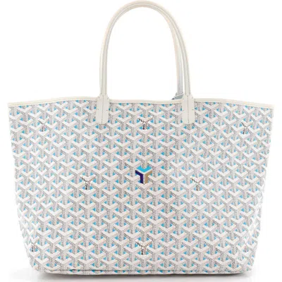 Pre-owned Goyard  Goyard Saint Louis Tote Claire Voie Coated Canvas Pm In Blue