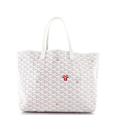 Pre-owned Goyard  Goyard Saint Louis Tote Claire Voie Coated Canvas Pm In White
