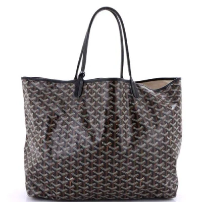 Pre-owned Goyard  Goyard Saint Louis Tote Coated Canvas Gm In Black