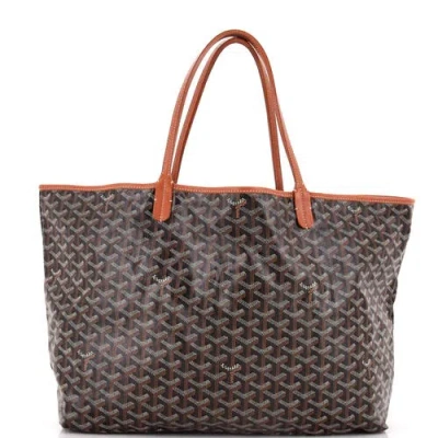 Pre-owned Goyard  Goyard Saint Louis Tote Coated Canvas Gm In Black