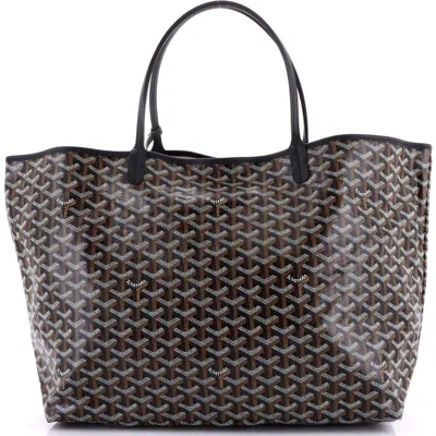 Pre-owned Goyard  Goyard Saint Louis Tote Coated Canvas Gm In Black