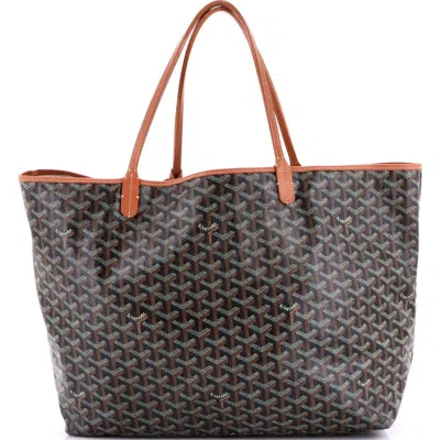 Pre-owned Goyard  Goyard Saint Louis Tote Coated Canvas Gm In Black
