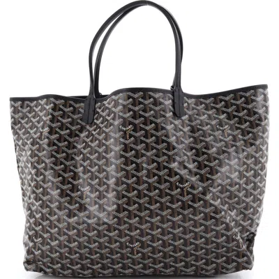 Pre-owned Goyard  Goyard Saint Louis Tote Coated Canvas Gm In Black