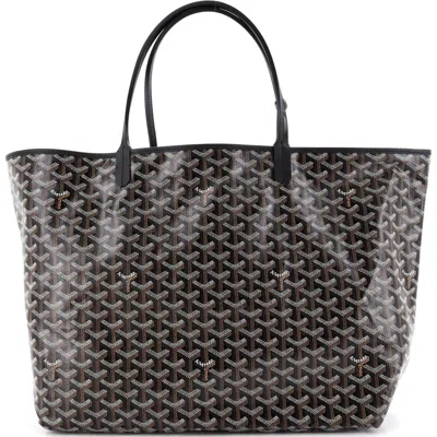 Pre-owned Goyard  Goyard Saint Louis Tote Coated Canvas Gm In Black