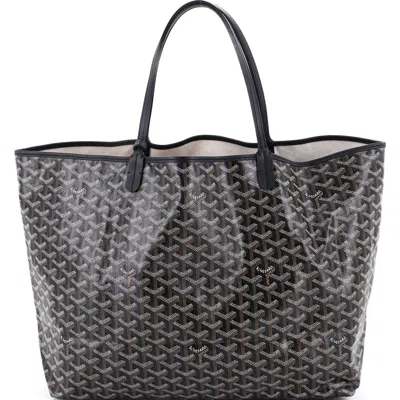 Pre-owned Goyard  Goyard Saint Louis Tote Coated Canvas Gm In Black