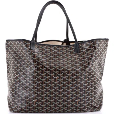 Pre-owned Goyard  Goyard Saint Louis Tote Coated Canvas Gm In Black