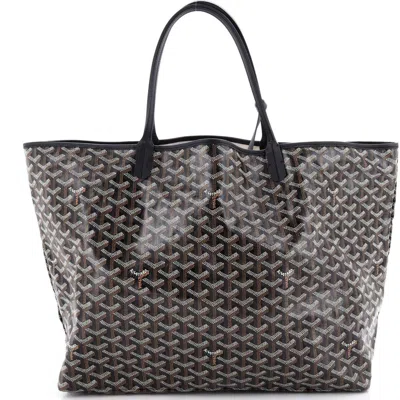 Pre-owned Goyard  Goyard Saint Louis Tote Coated Canvas Gm In Black