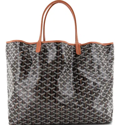 Pre-owned Goyard  Goyard Saint Louis Tote Coated Canvas Gm In Black